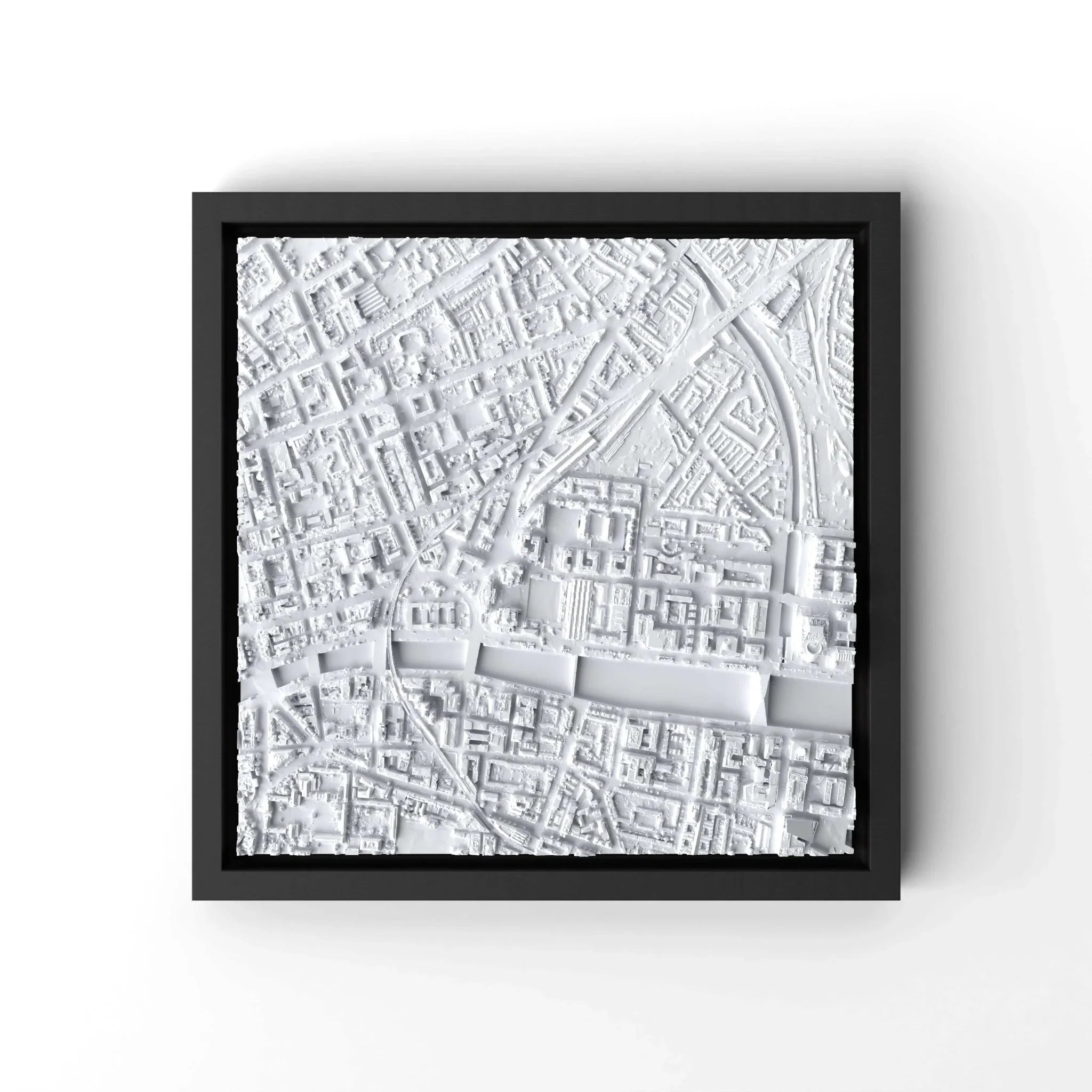 3D gedrucktes Stadtmodell Dublin eingerahmt für deine Wand - CraftedCity