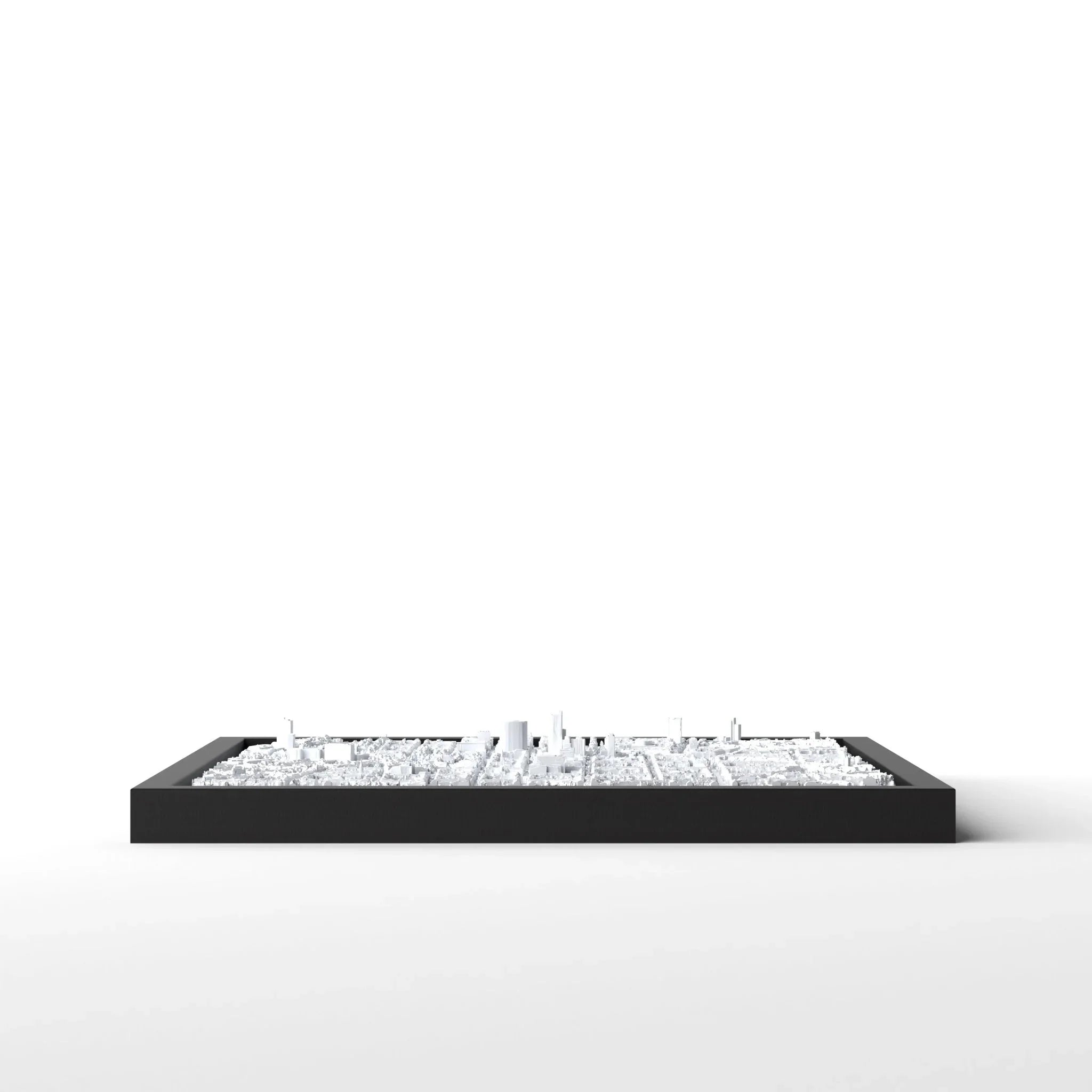 3D gedrucktes Stadtmodell Düsseldorf eingerahmt für deine Wand - CraftedCity