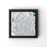 3D gedrucktes Stadtmodell Düsseldorf eingerahmt für deine Wand - CraftedCity