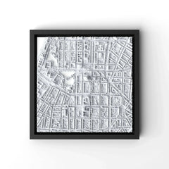 3D gedrucktes Stadtmodell Düsseldorf eingerahmt für deine Wand - CraftedCity