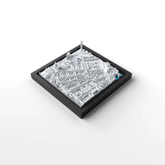3D gedrucktes Stadtmodell Düsseldorf eingerahmt für deine Wand - CraftedCity