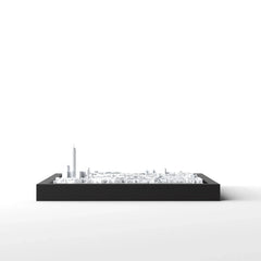 3D gedrucktes Stadtmodell Düsseldorf eingerahmt für deine Wand - CraftedCity