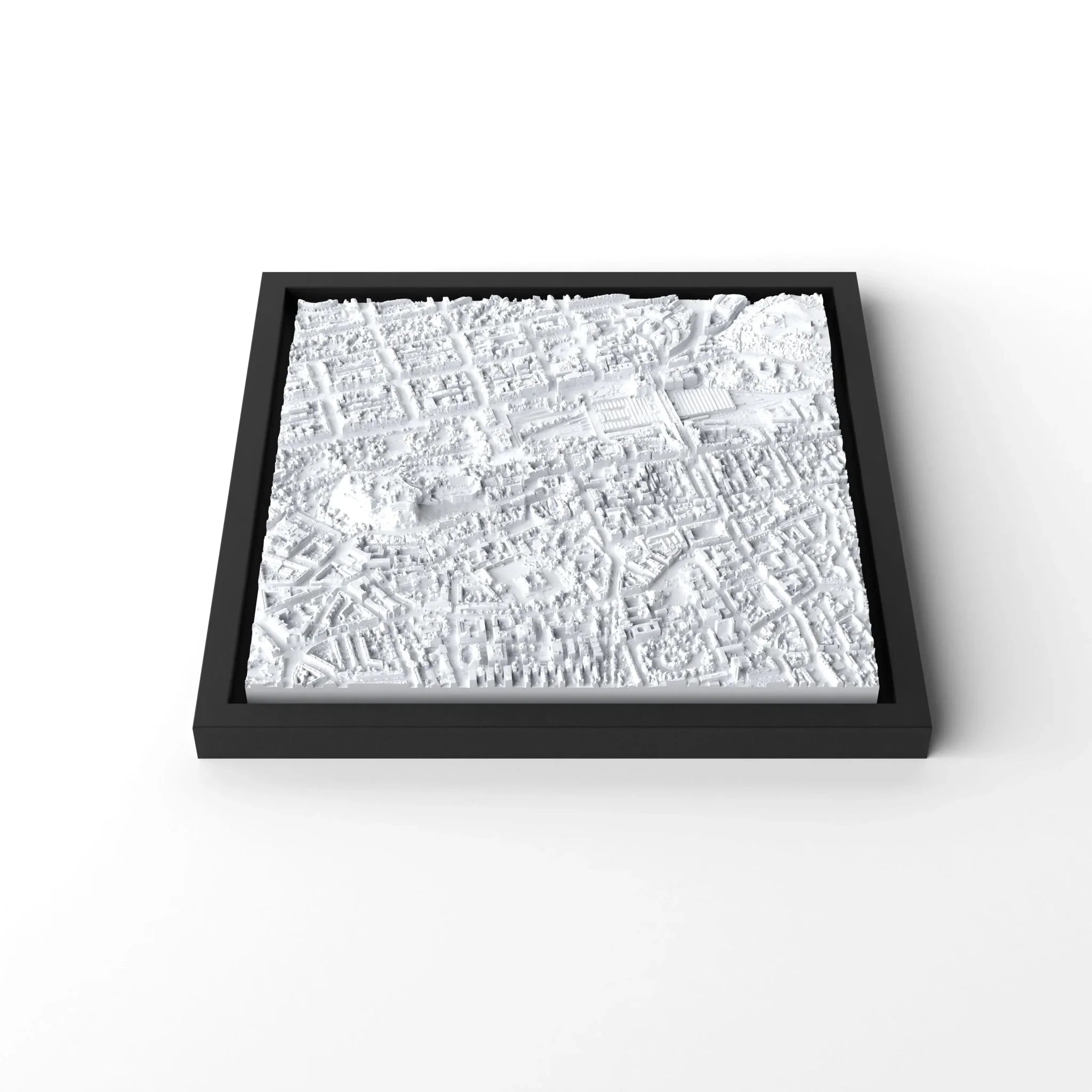 3D gedrucktes Stadtmodell Edinburgh eingerahmt für deine Wand - CraftedCity