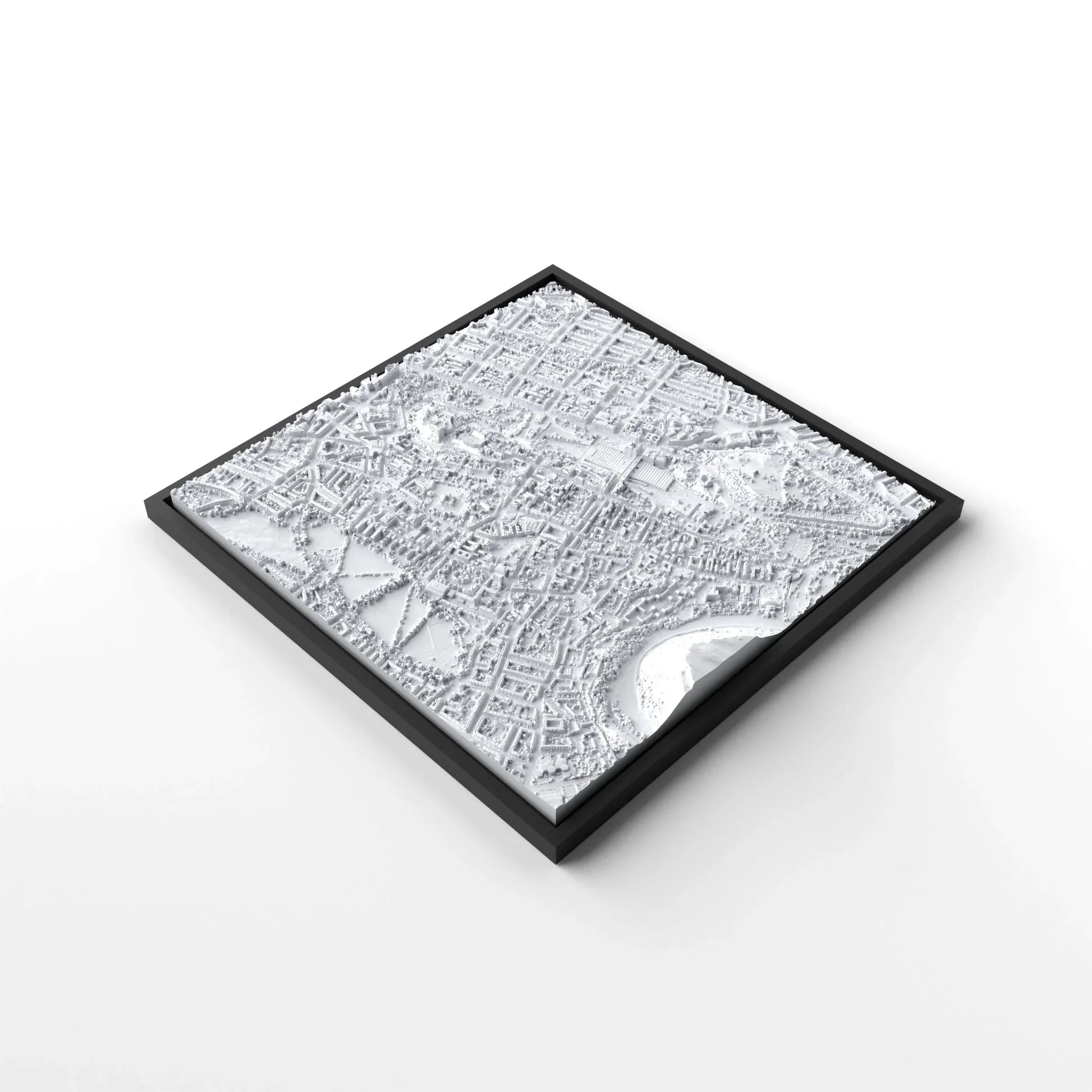 3D gedrucktes Stadtmodell Edinburgh eingerahmt für deine Wand - CraftedCity