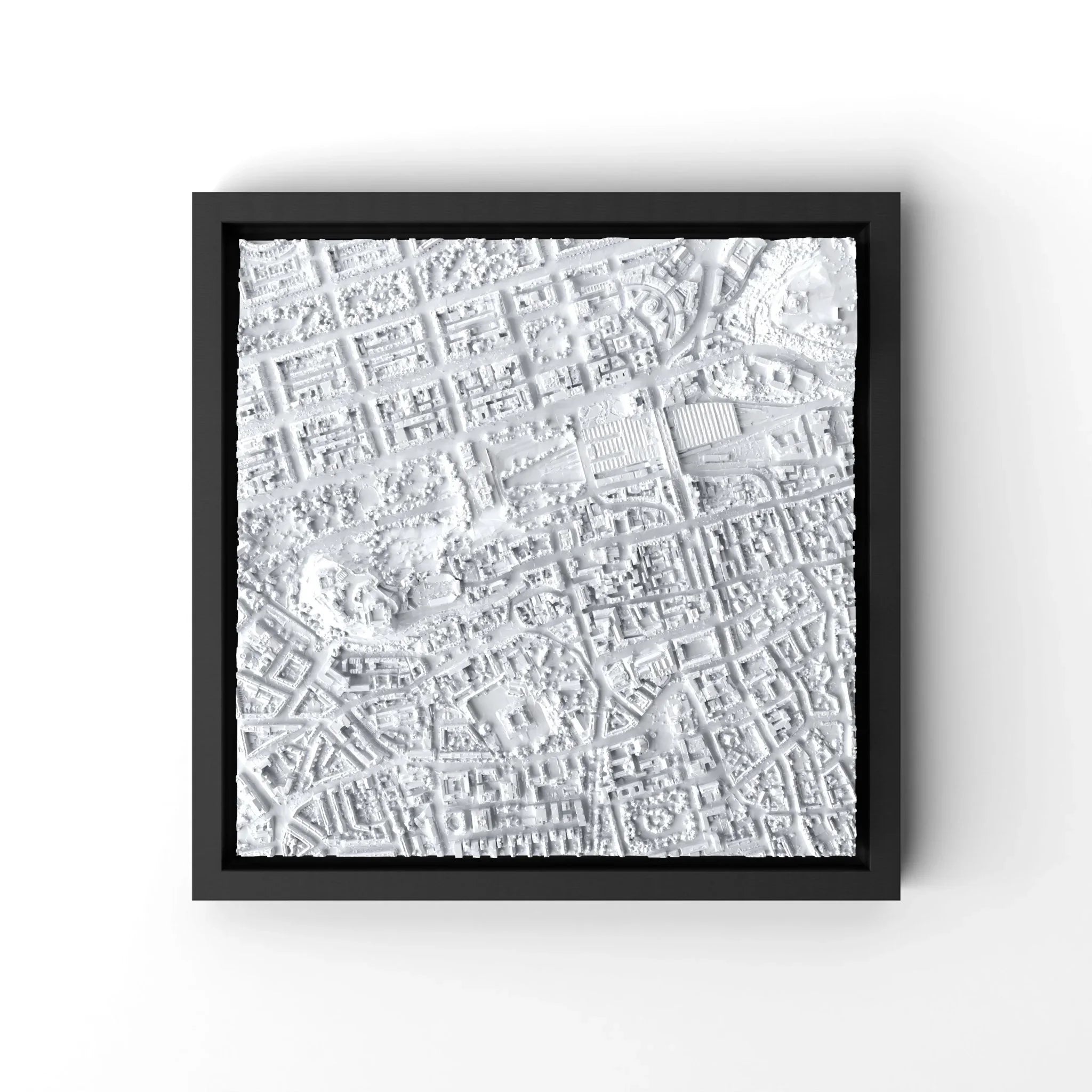 3D gedrucktes Stadtmodell Edinburgh eingerahmt für deine Wand - CraftedCity