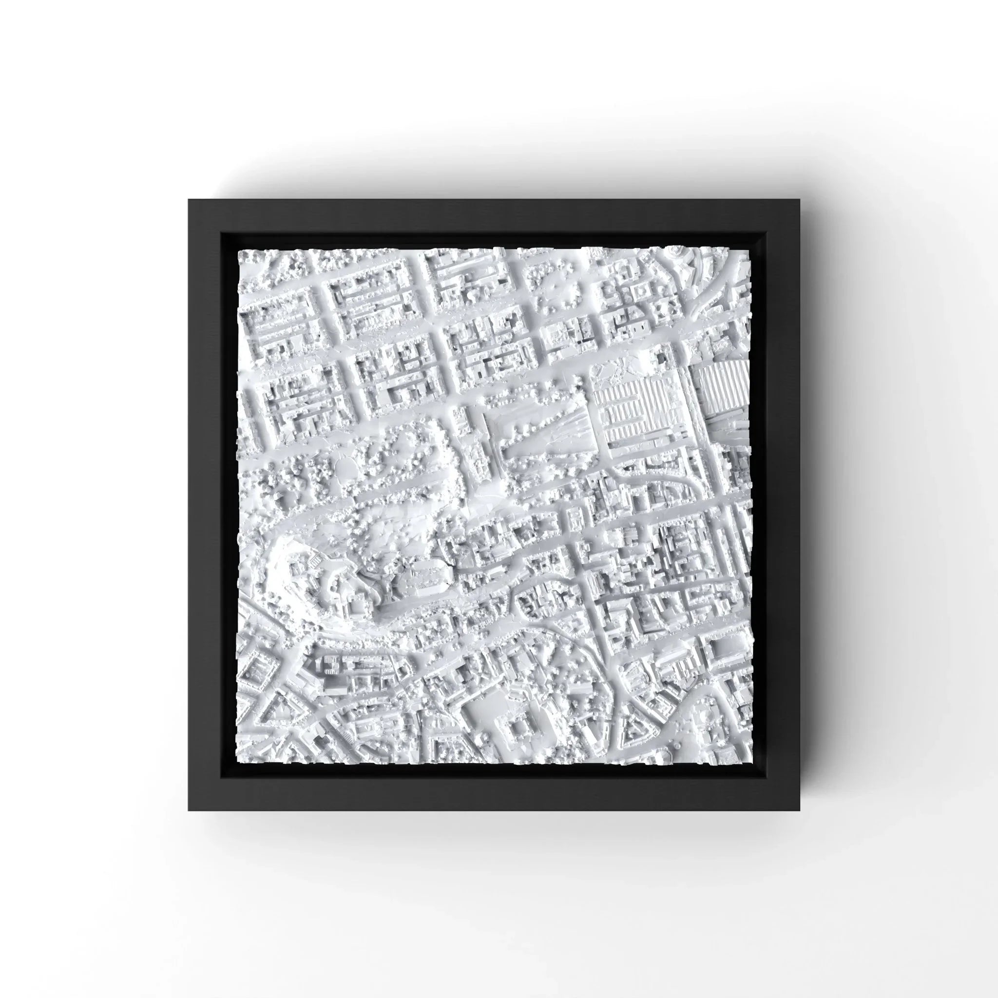 3D gedrucktes Stadtmodell Edinburgh eingerahmt für deine Wand - CraftedCity