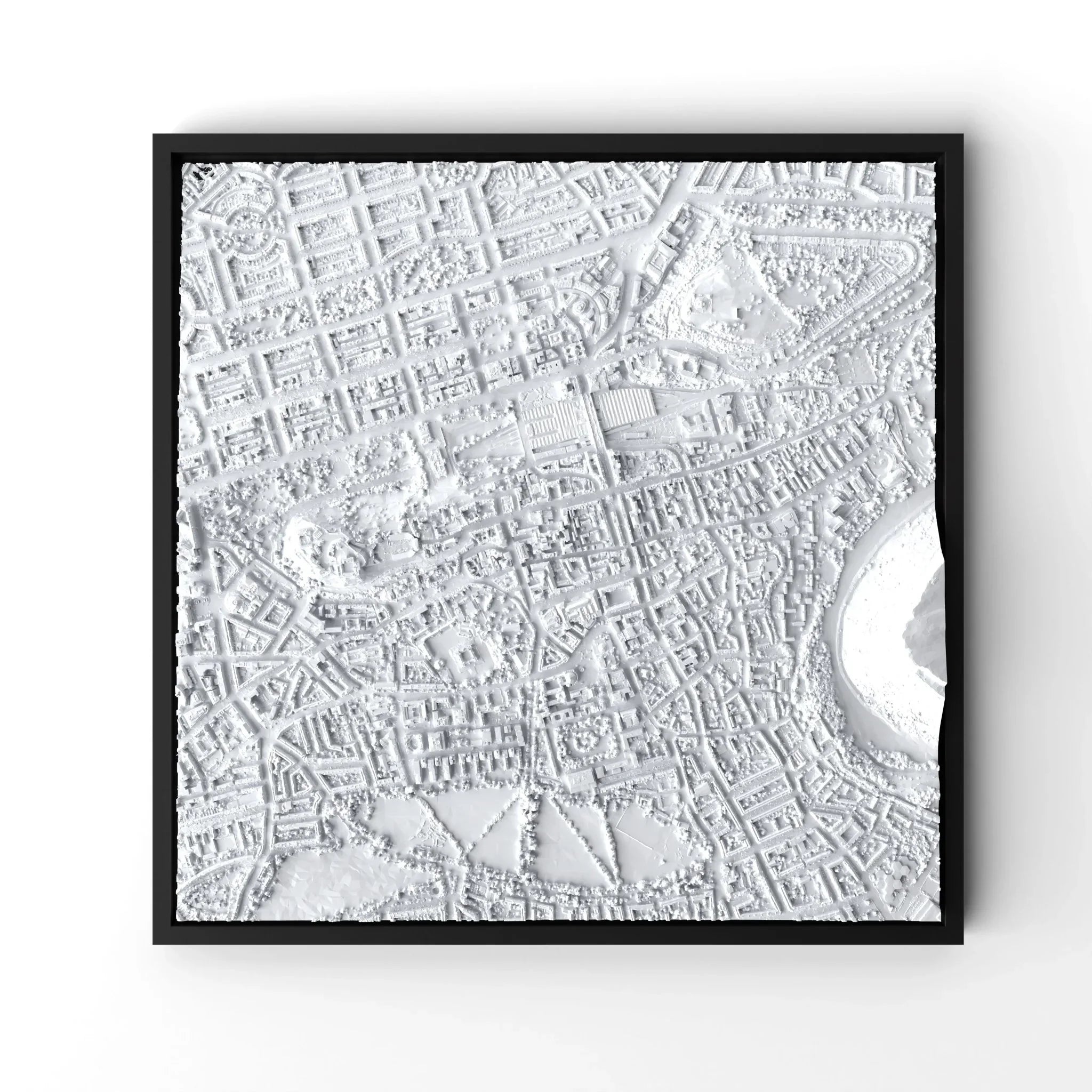 3D gedrucktes Stadtmodell Edinburgh eingerahmt für deine Wand - CraftedCity