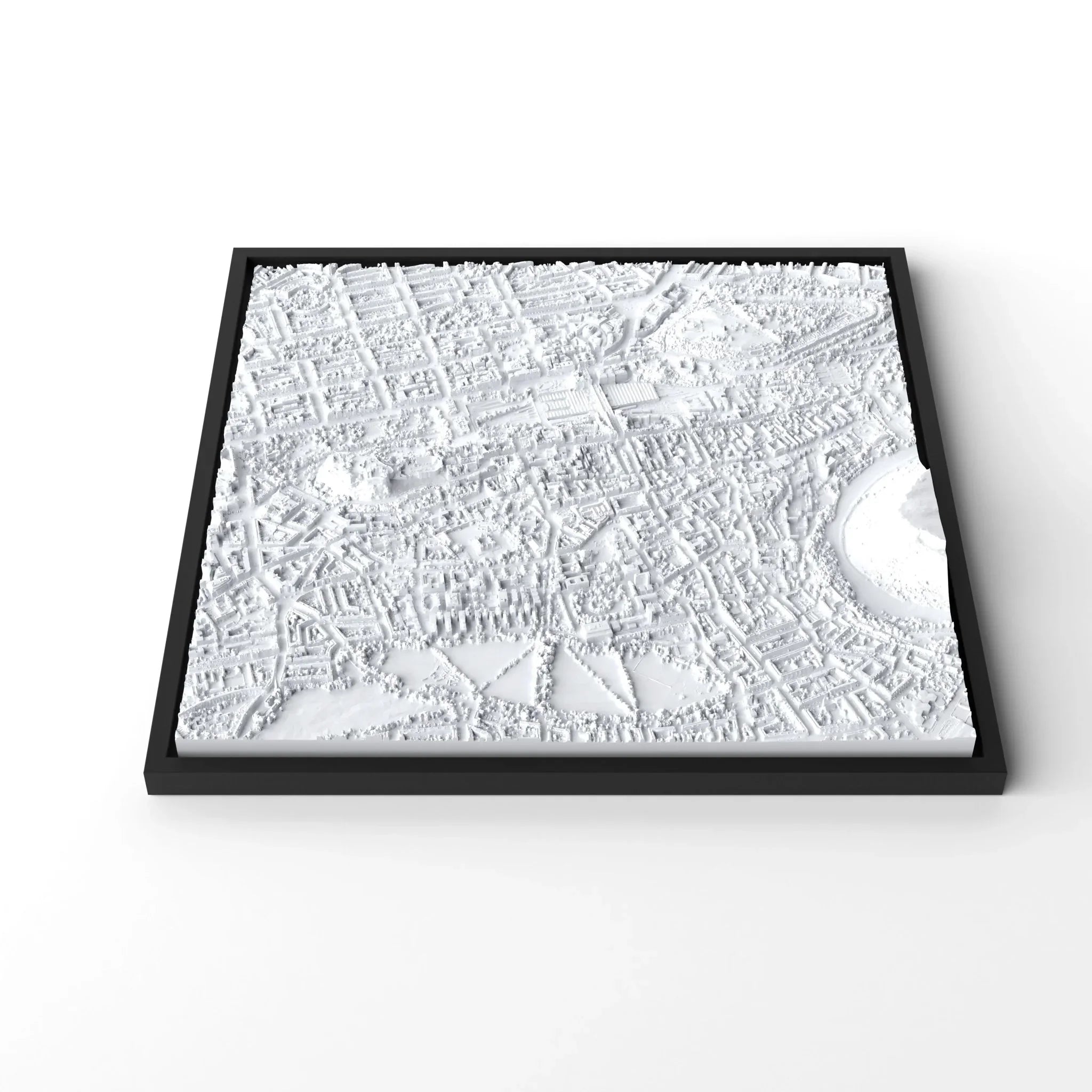 3D gedrucktes Stadtmodell Edinburgh eingerahmt für deine Wand - CraftedCity