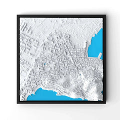 3D gedrucktes Stadtmodell Eivissa (Ibiza - Stadt) eingerahmt für deine Wand - CraftedCity