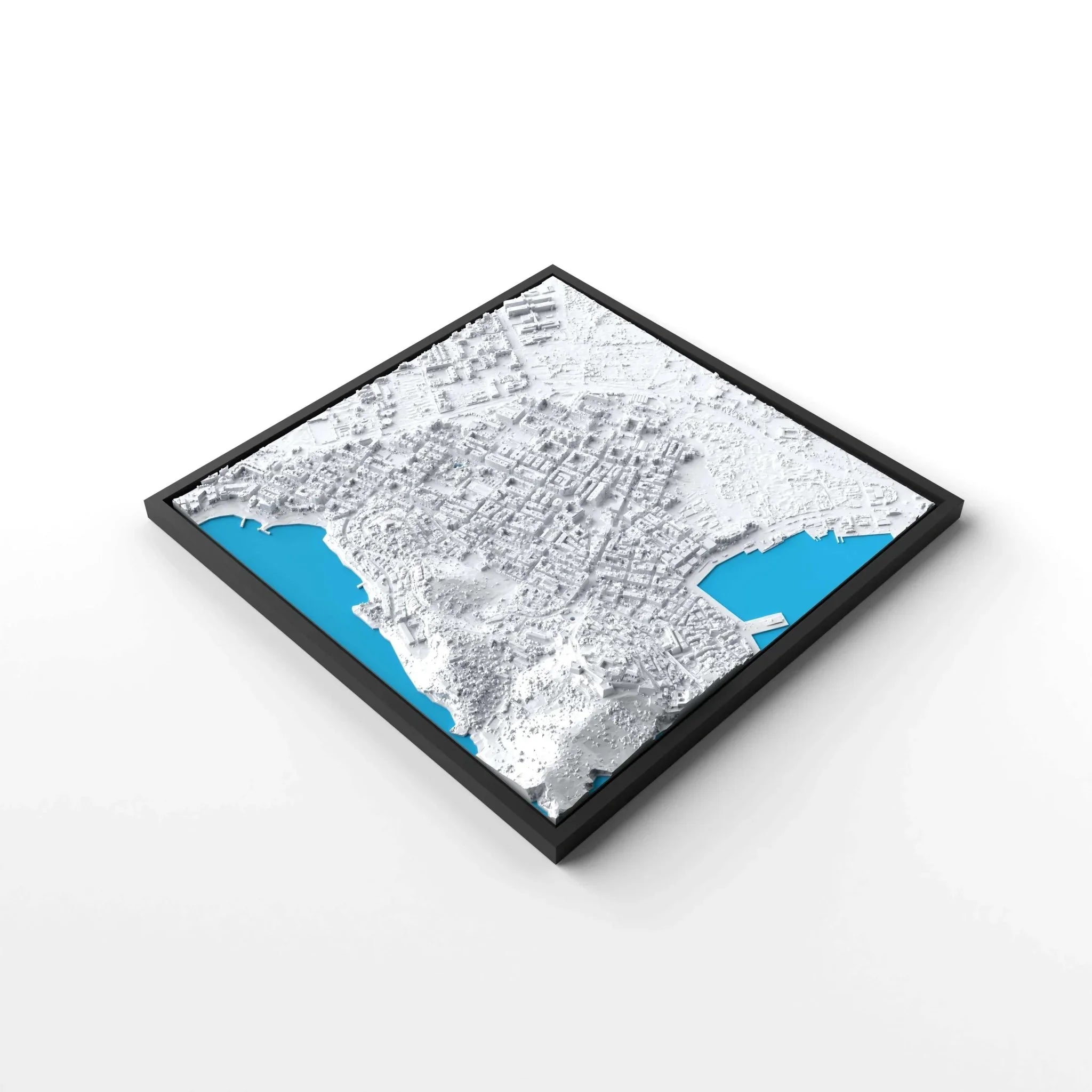 3D gedrucktes Stadtmodell Eivissa (Ibiza - Stadt) eingerahmt für deine Wand - CraftedCity