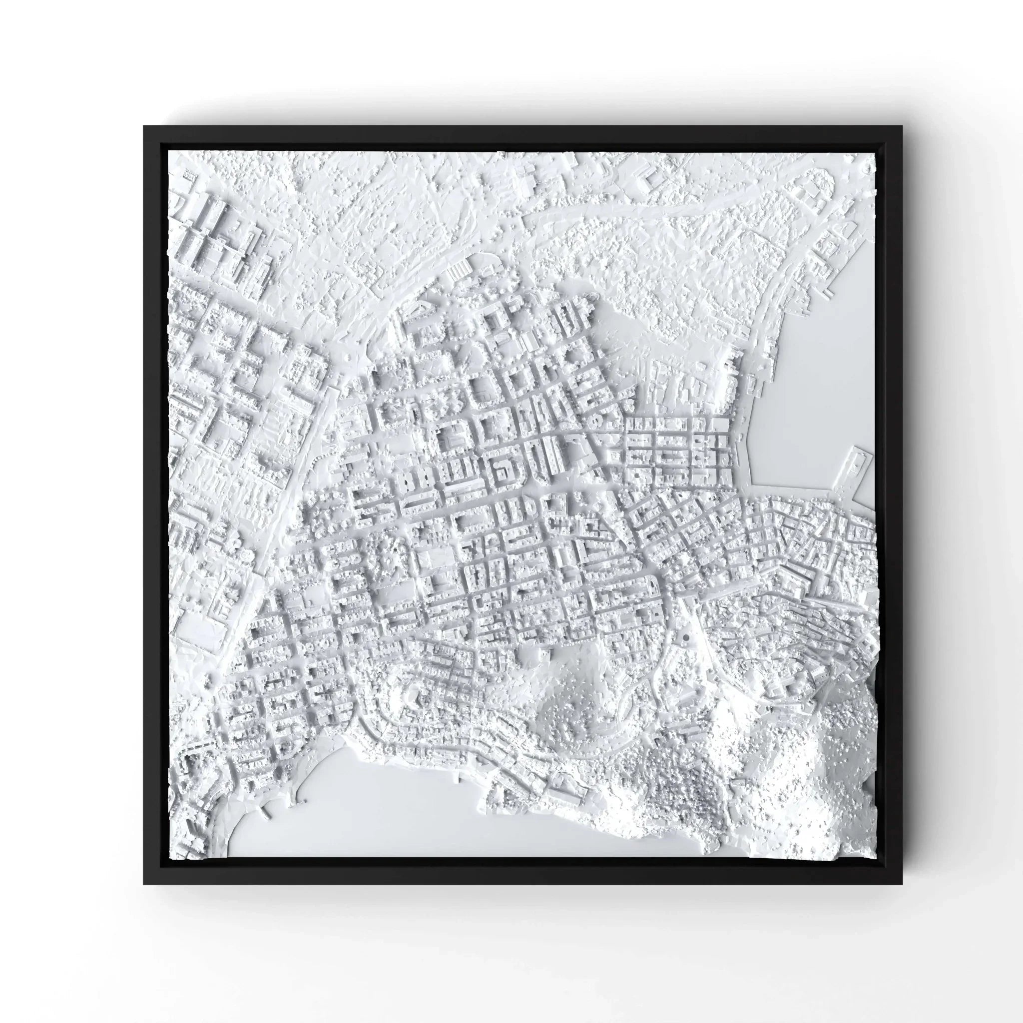 3D gedrucktes Stadtmodell Eivissa (Ibiza - Stadt) eingerahmt für deine Wand - CraftedCity