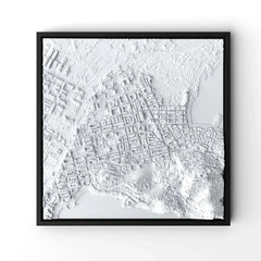 3D gedrucktes Stadtmodell Eivissa (Ibiza - Stadt) eingerahmt für deine Wand - CraftedCity