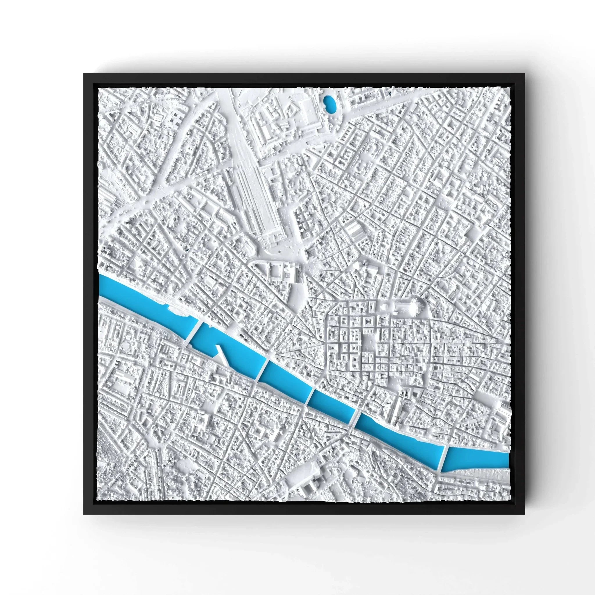 3D gedrucktes Stadtmodell Florenz eingerahmt für deine Wand - CraftedCity
