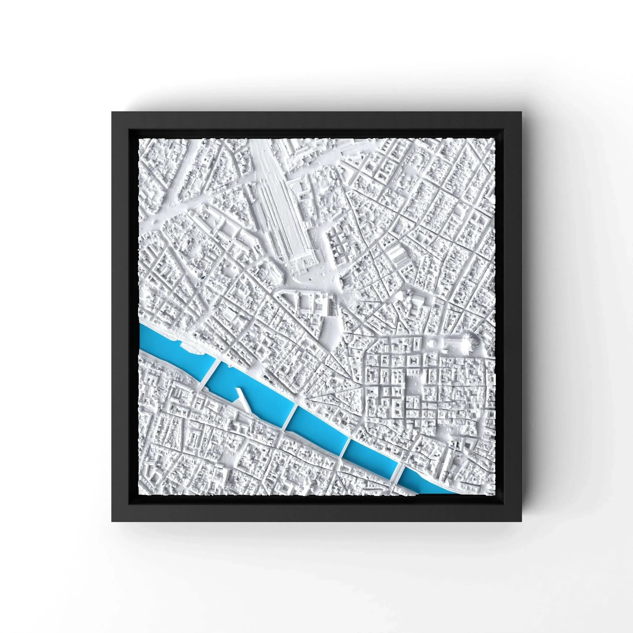 3D gedrucktes Stadtmodell Florenz eingerahmt für deine Wand - CraftedCity