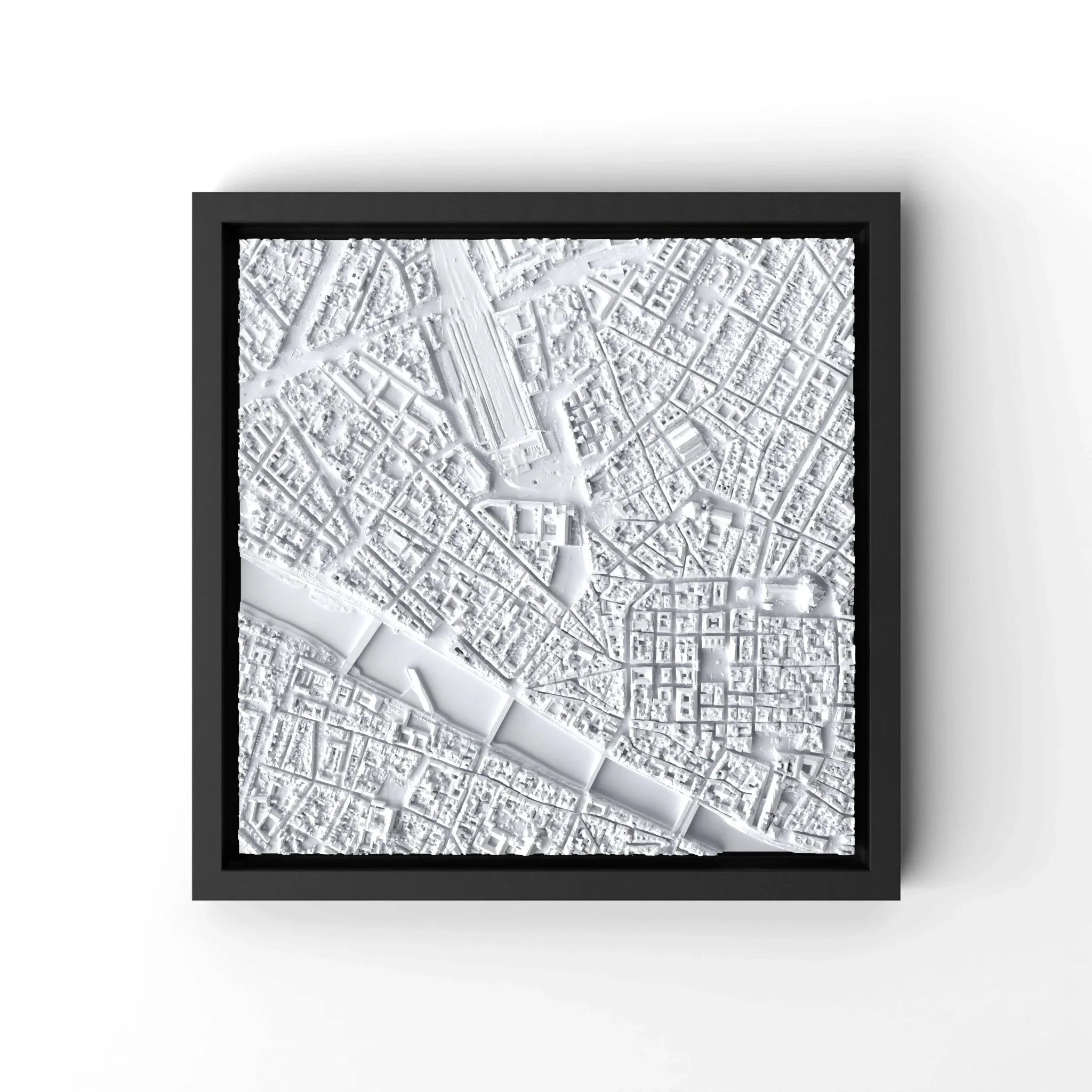 3D gedrucktes Stadtmodell Florenz eingerahmt für deine Wand - CraftedCity
