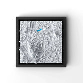 3D gedrucktes Stadtmodell Frankfurt eingerahmt für deine Wand - CraftedCity