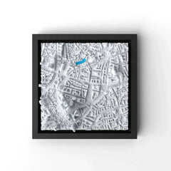 3D gedrucktes Stadtmodell Frankfurt eingerahmt für deine Wand - CraftedCity