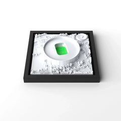 3D gedrucktes Stadtmodell Fußballstadion Leverkusen eingerahmt für deine Wand - CraftedCity