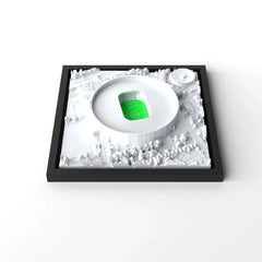 3D gedrucktes Stadtmodell Fußballstadion Leverkusen eingerahmt für deine Wand - CraftedCity