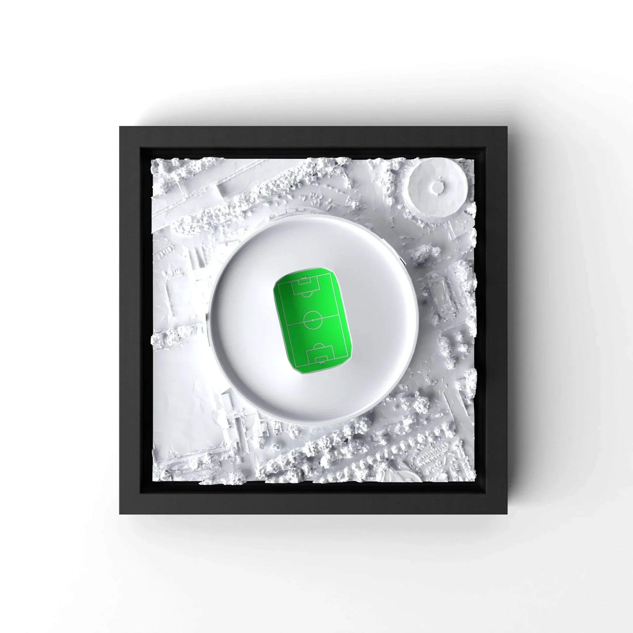 3D gedrucktes Stadtmodell Fußballstadion Leverkusen eingerahmt für deine Wand - CraftedCity