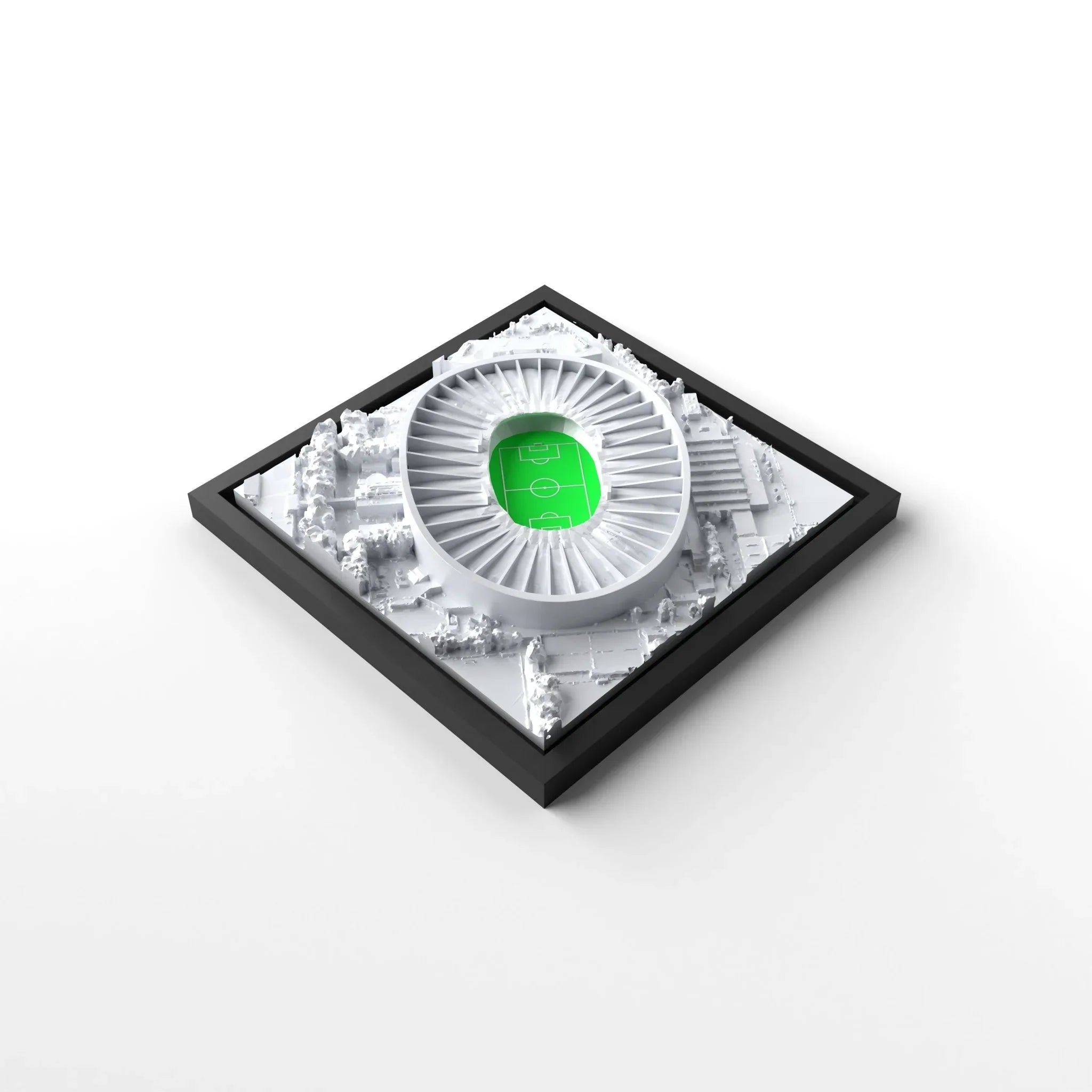 3D gedrucktes Stadtmodell Fußballstadion Stuttgart eingerahmt für deine Wand - CraftedCity