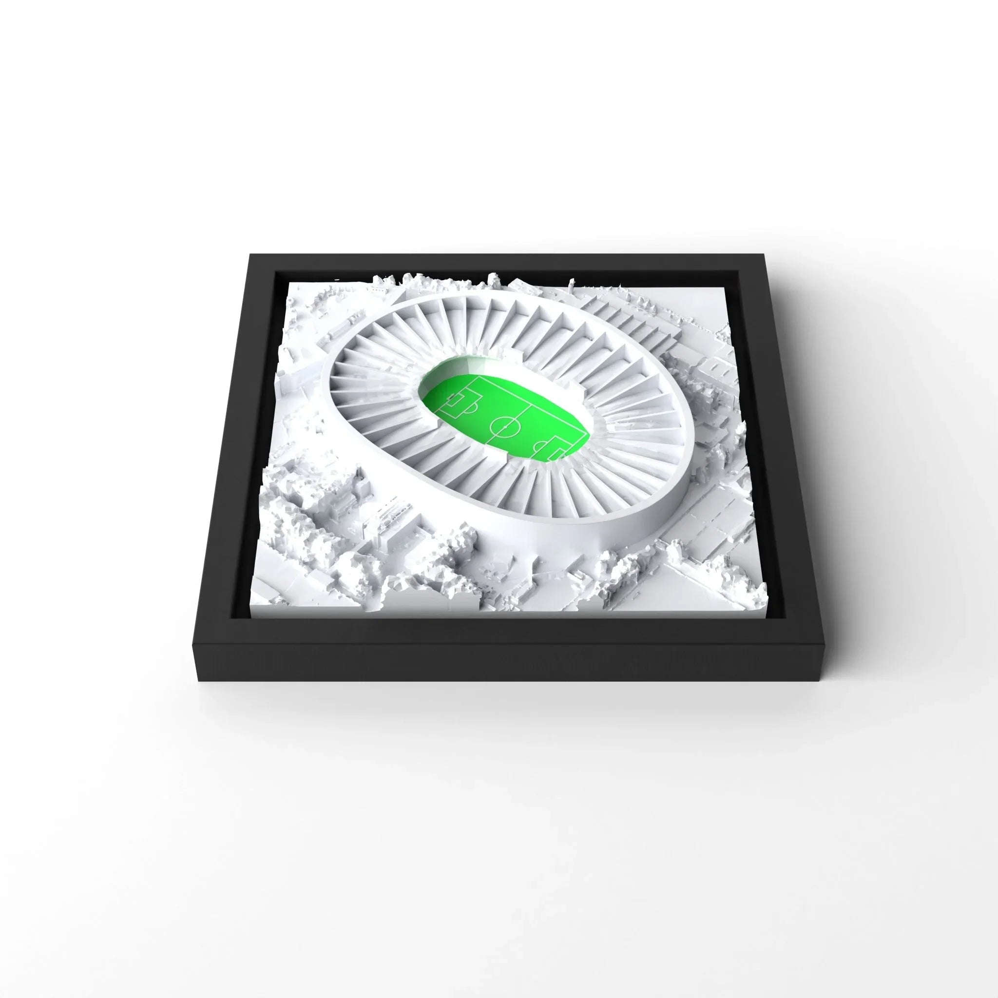 3D gedrucktes Stadtmodell Fußballstadion Stuttgart eingerahmt für deine Wand - CraftedCity