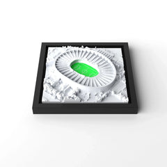 3D gedrucktes Stadtmodell Fußballstadion Stuttgart eingerahmt für deine Wand - CraftedCity