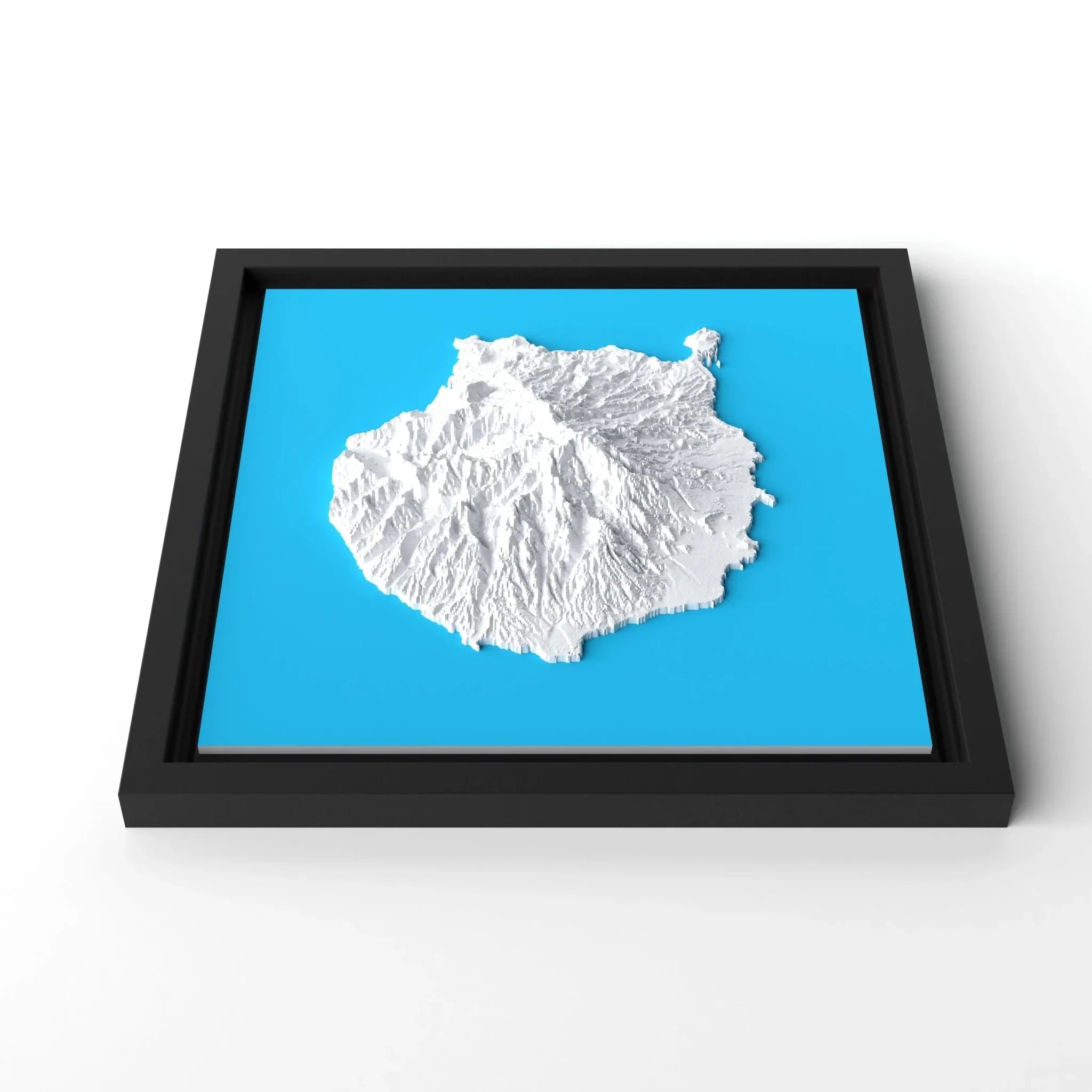 3D gedrucktes Stadtmodell Gran Canaria eingerahmt für deine Wand - CraftedCity