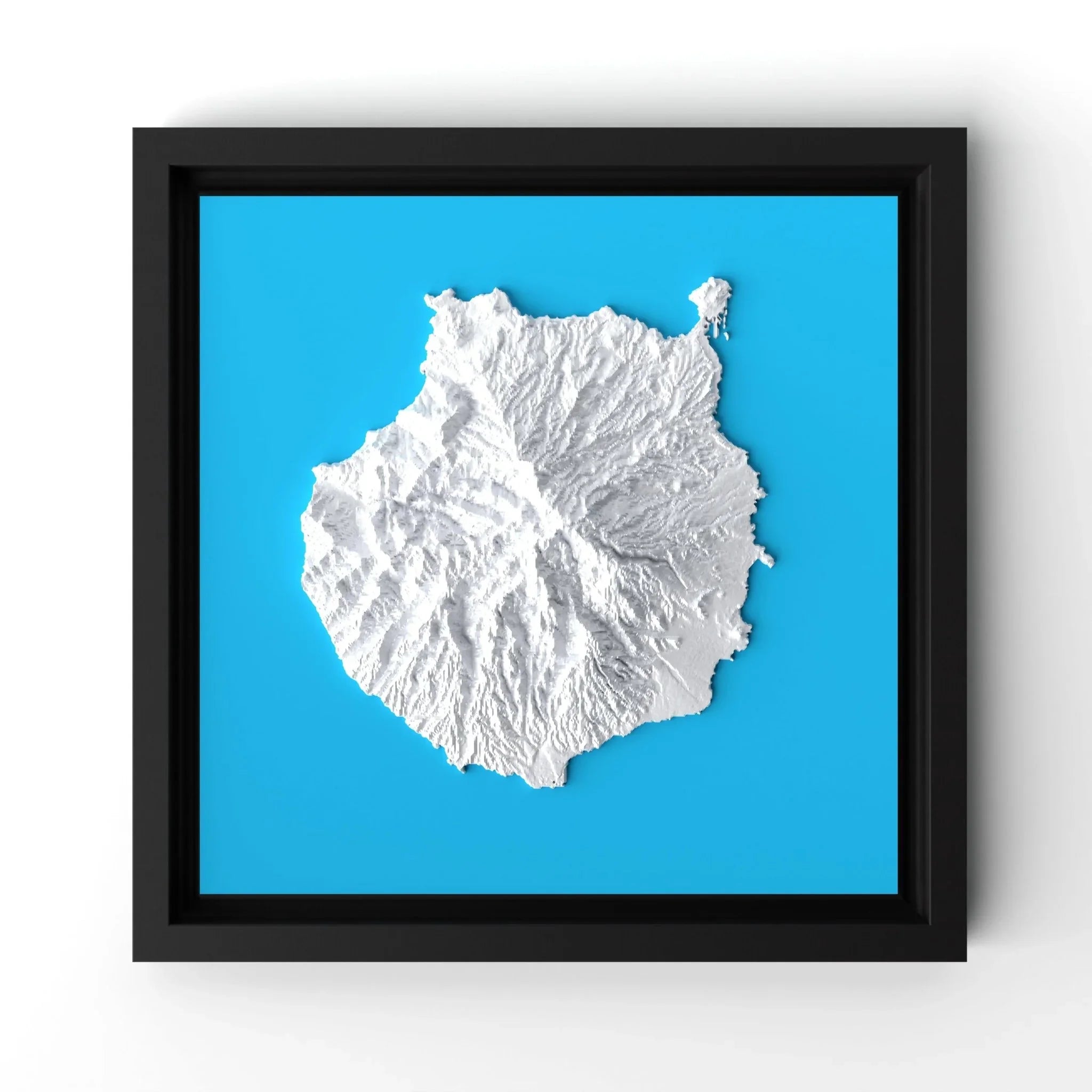 3D gedrucktes Stadtmodell Gran Canaria eingerahmt für deine Wand - CraftedCity