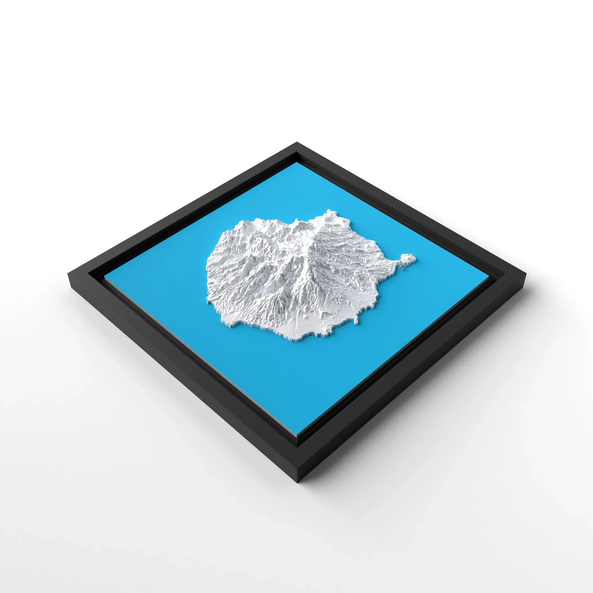 3D gedrucktes Stadtmodell Gran Canaria eingerahmt für deine Wand - CraftedCity