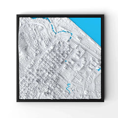 3D gedrucktes Stadtmodell Kapstadt eingerahmt für deine Wand - CraftedCity