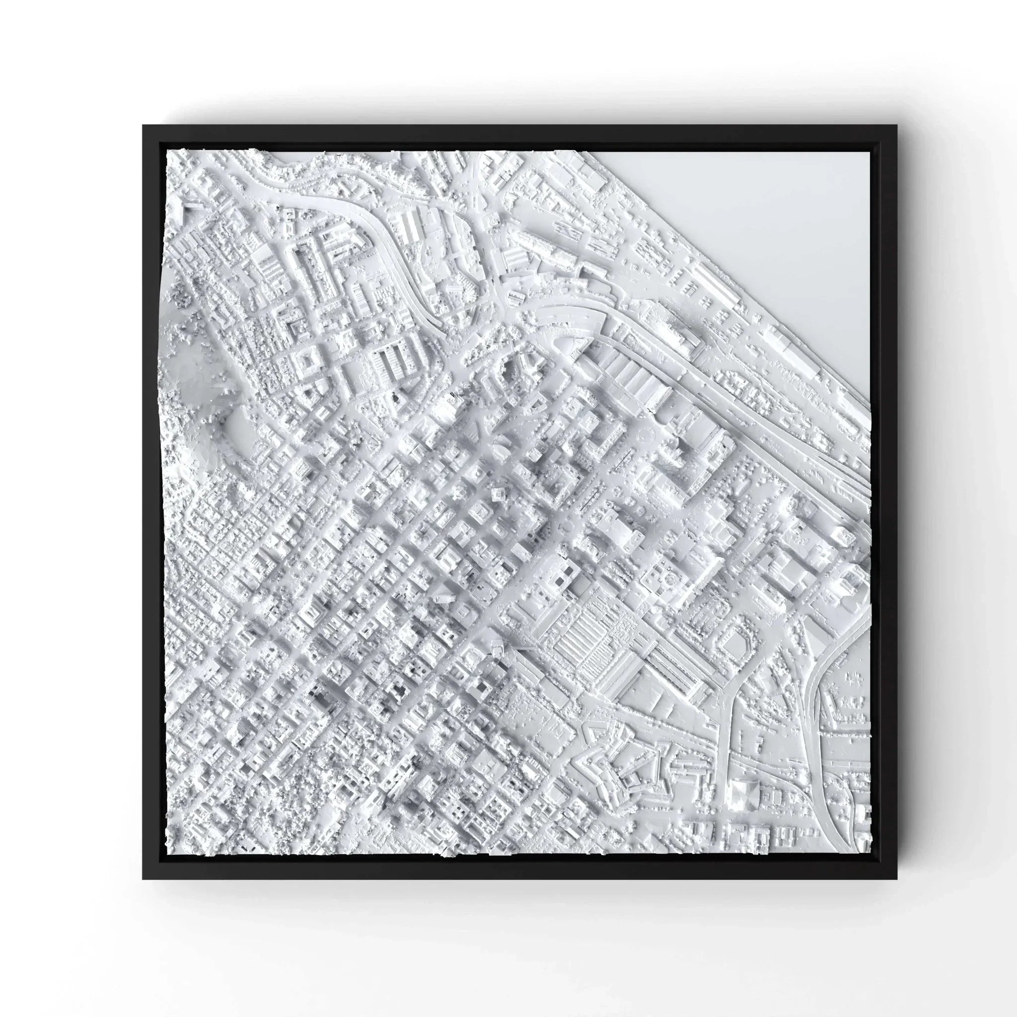 3D gedrucktes Stadtmodell Kapstadt eingerahmt für deine Wand - CraftedCity