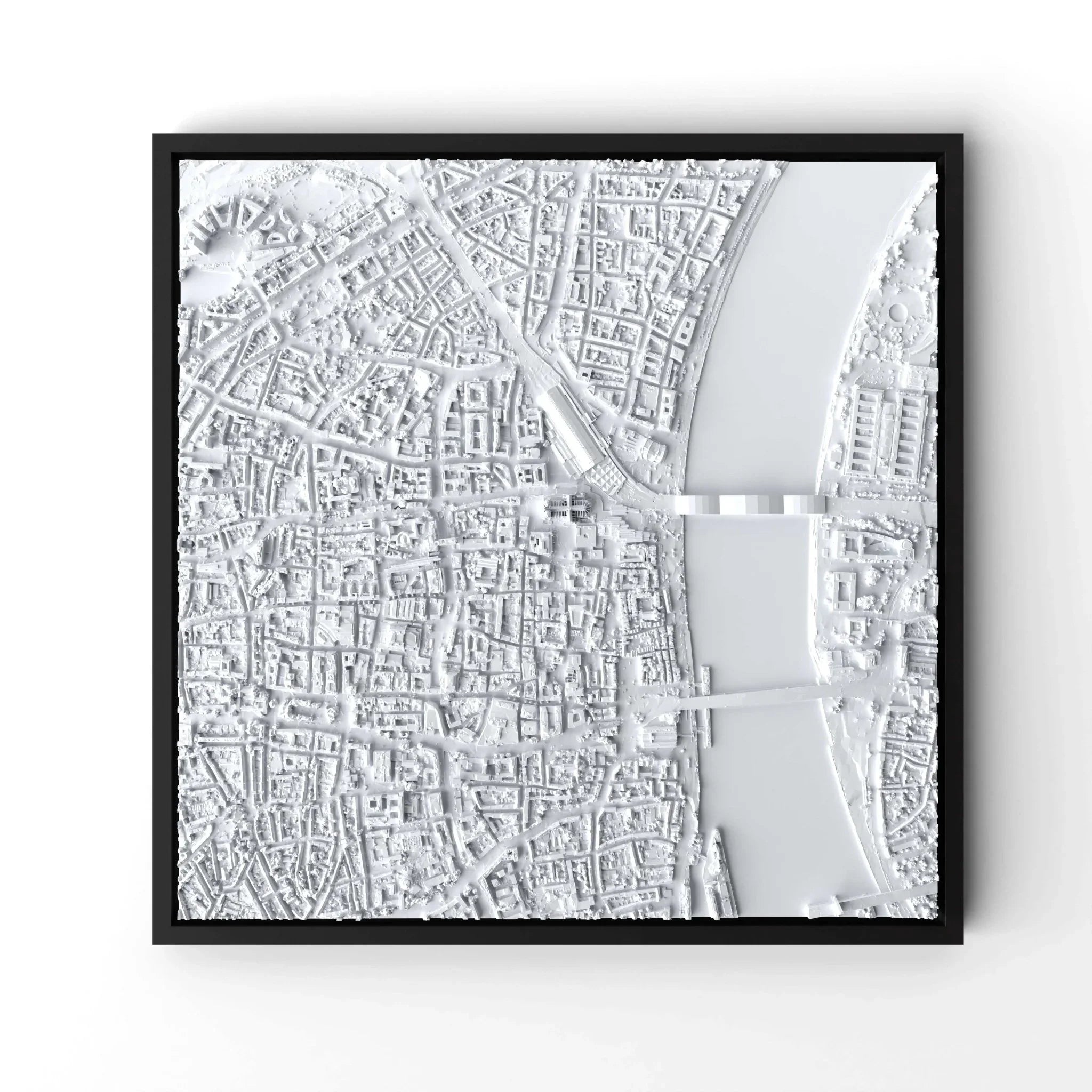 3D gedrucktes Stadtmodell Köln eingerahmt für deine Wand - CraftedCity