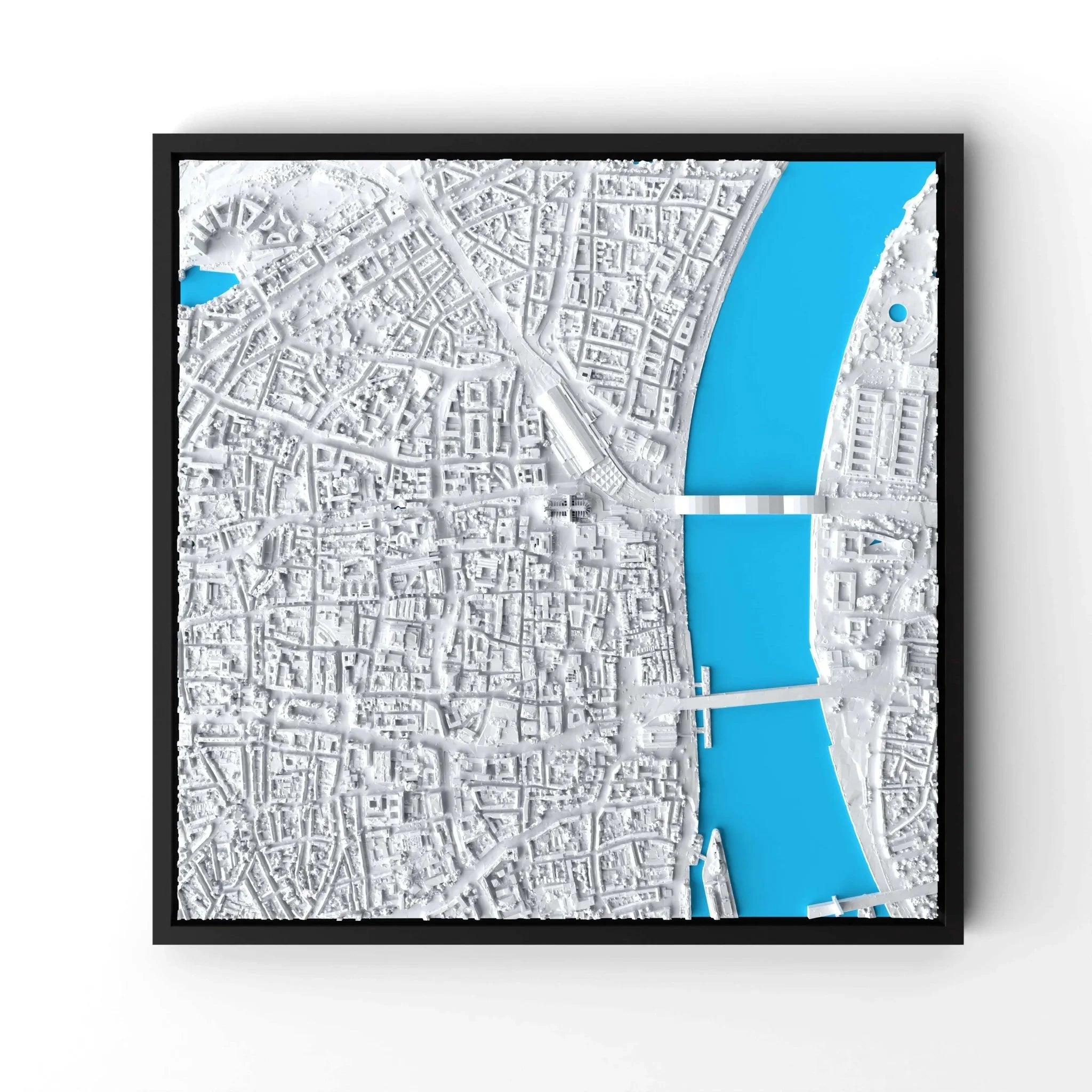 3D gedrucktes Stadtmodell Köln eingerahmt für deine Wand - CraftedCity