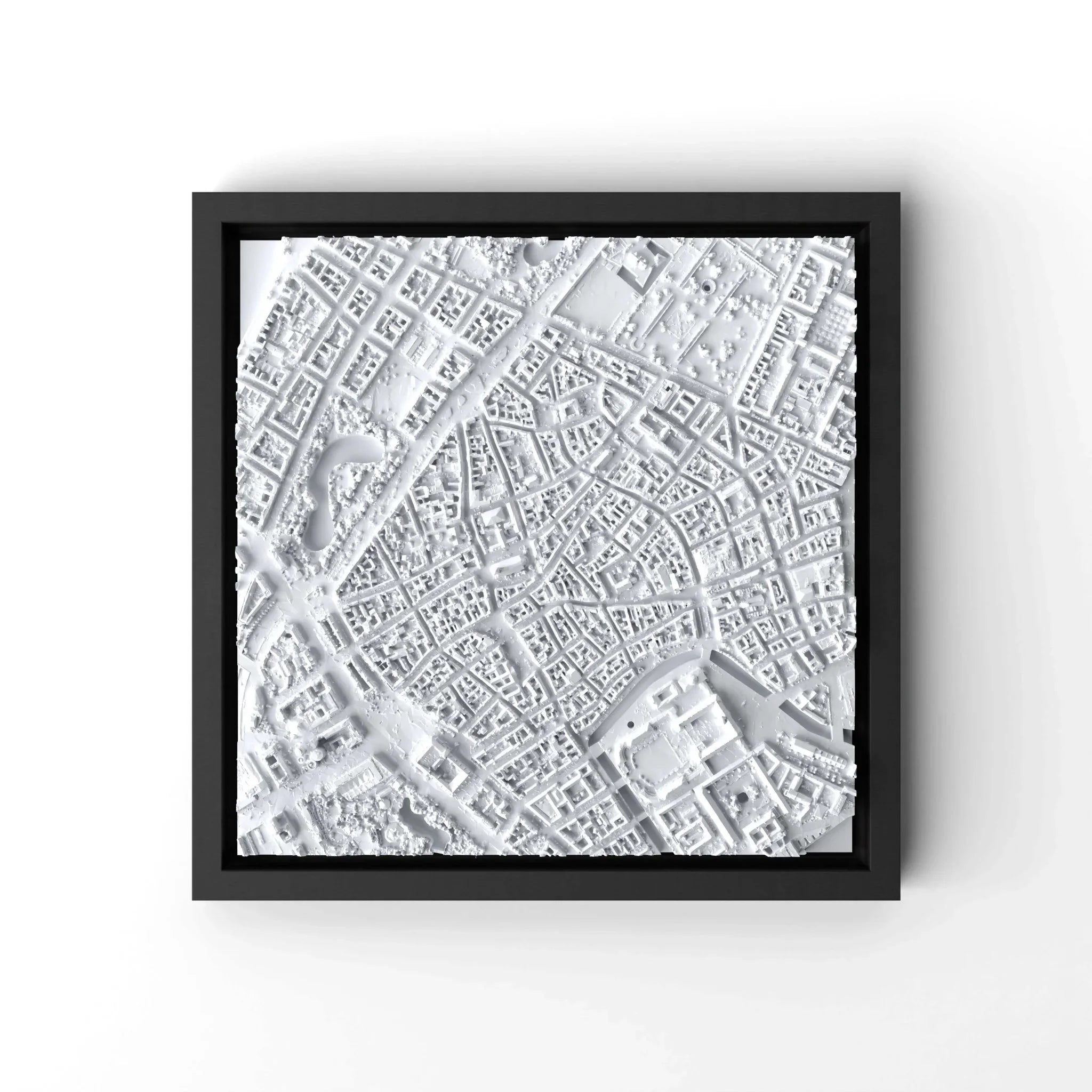 3D gedrucktes Stadtmodell Kopenhagen eingerahmt für deine Wand - CraftedCity