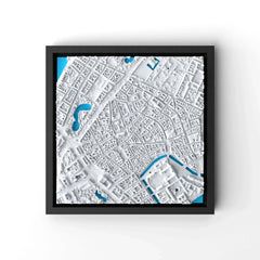 3D gedrucktes Stadtmodell Kopenhagen eingerahmt für deine Wand - CraftedCity