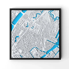 3D gedrucktes Stadtmodell Kopenhagen eingerahmt für deine Wand - CraftedCity