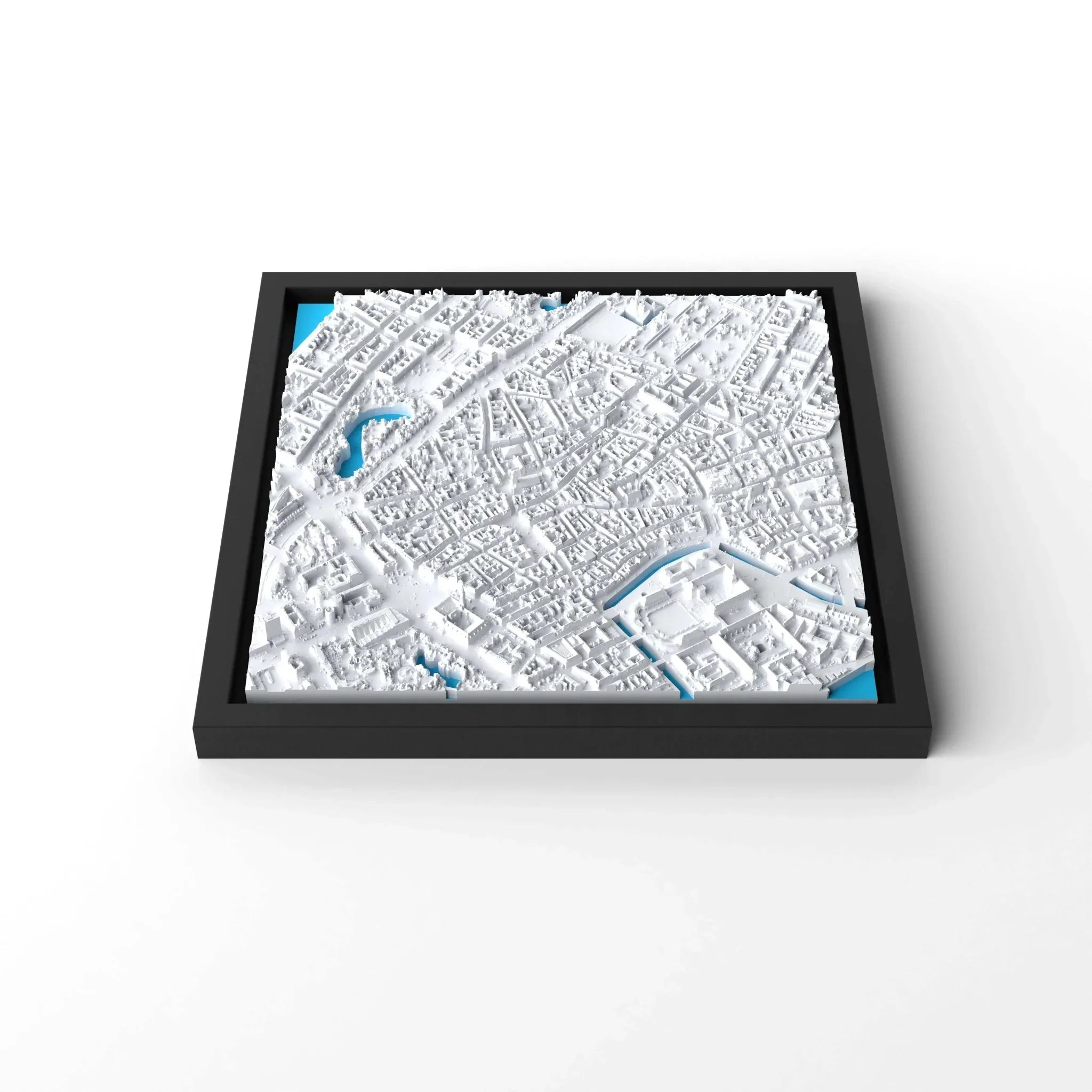 3D gedrucktes Stadtmodell Kopenhagen eingerahmt für deine Wand - CraftedCity