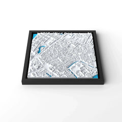 3D gedrucktes Stadtmodell Kopenhagen eingerahmt für deine Wand - CraftedCity