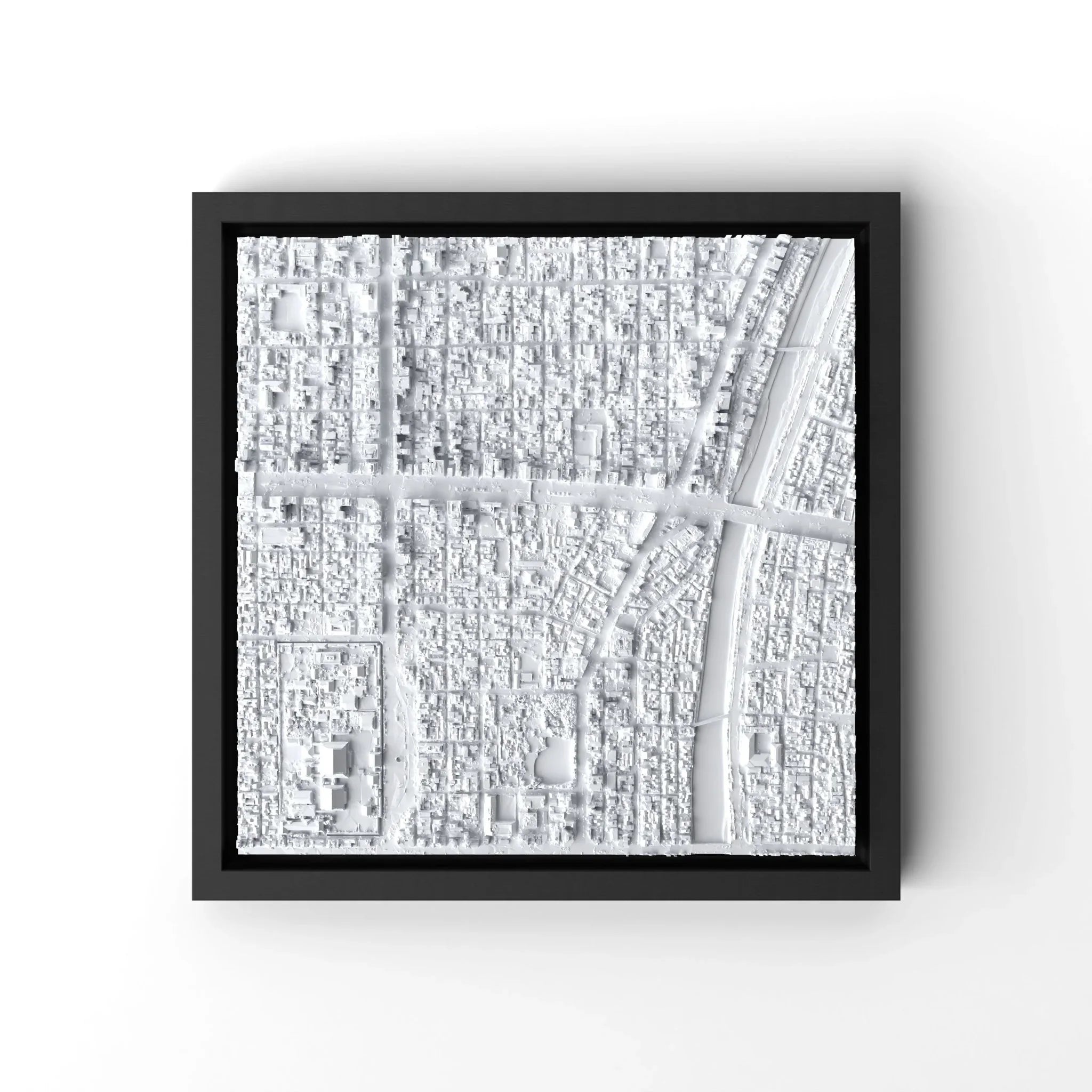 3D gedrucktes Stadtmodell Kyoto eingerahmt für deine Wand - CraftedCity