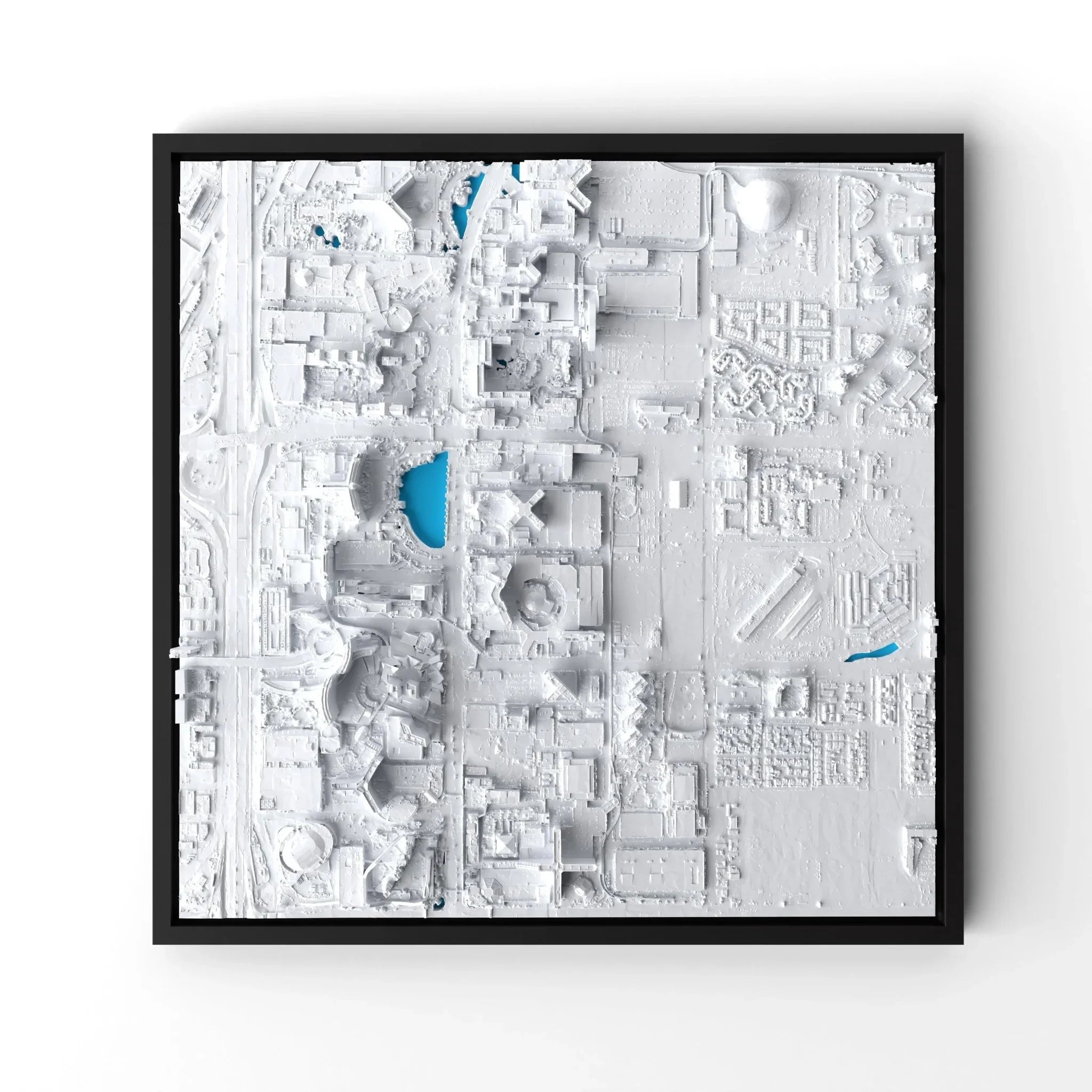 3D gedrucktes Stadtmodell Las Vegas eingerahmt für deine Wand - CraftedCity