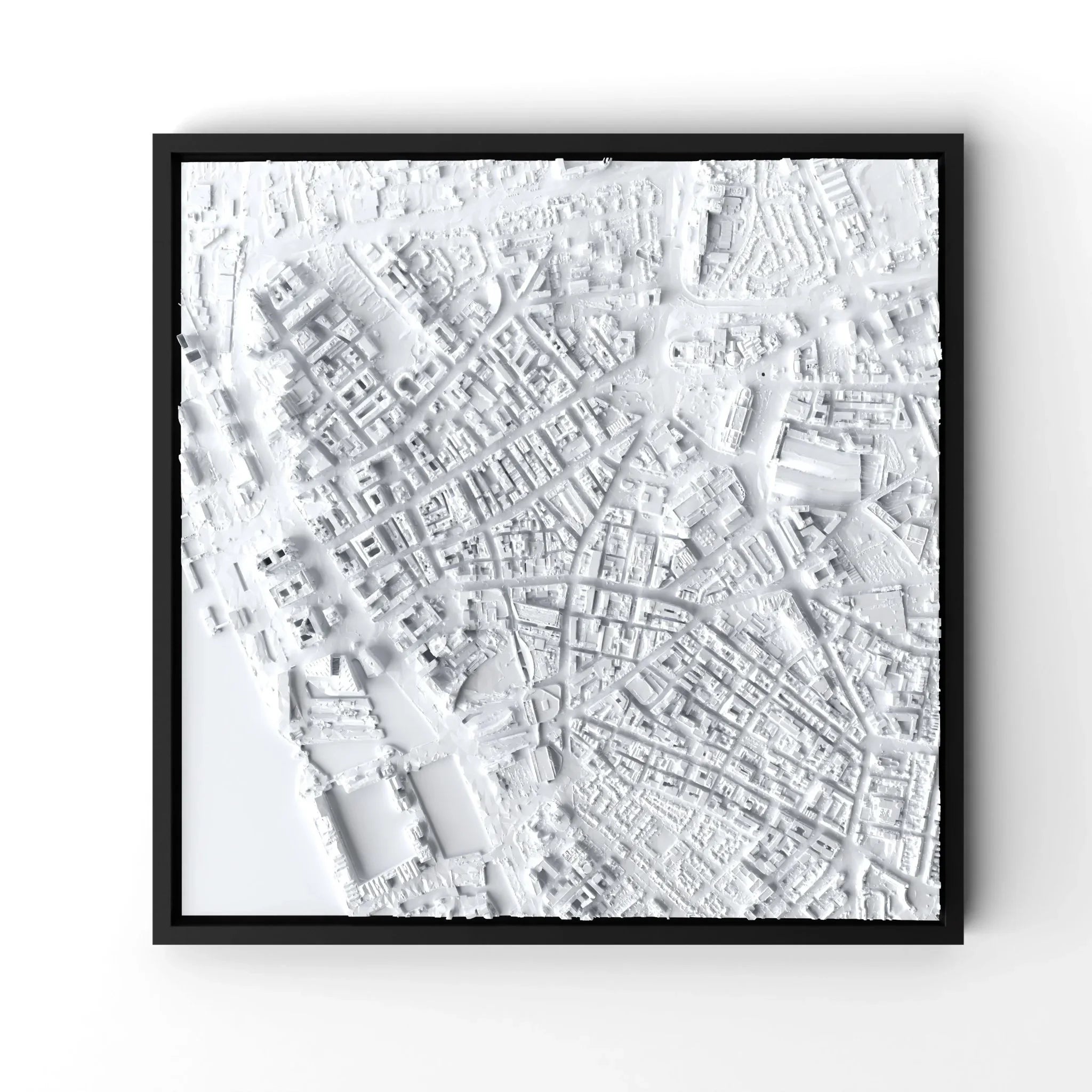 3D gedrucktes Stadtmodell Liverpool eingerahmt für deine Wand - CraftedCity