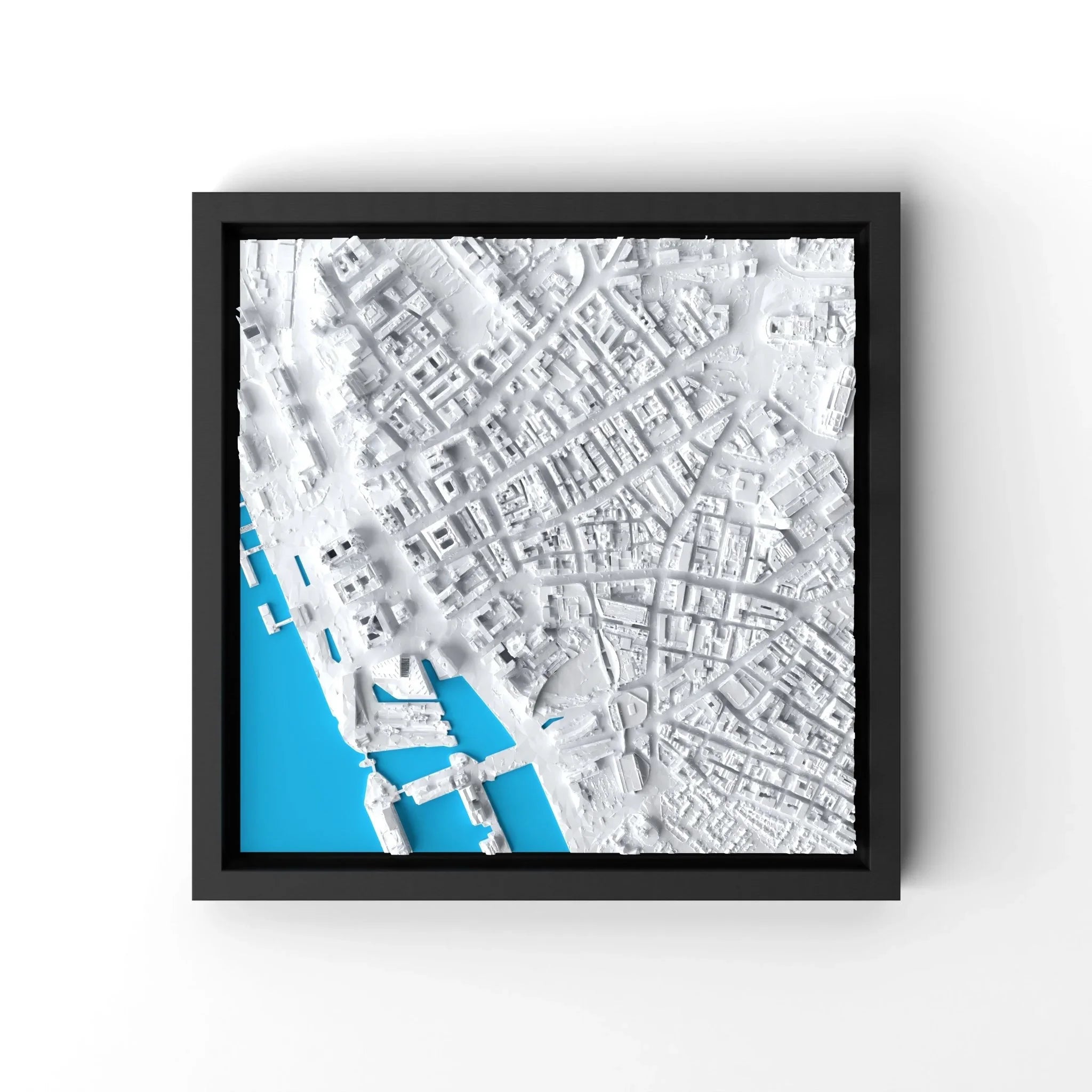 3D gedrucktes Stadtmodell Liverpool eingerahmt für deine Wand - CraftedCity