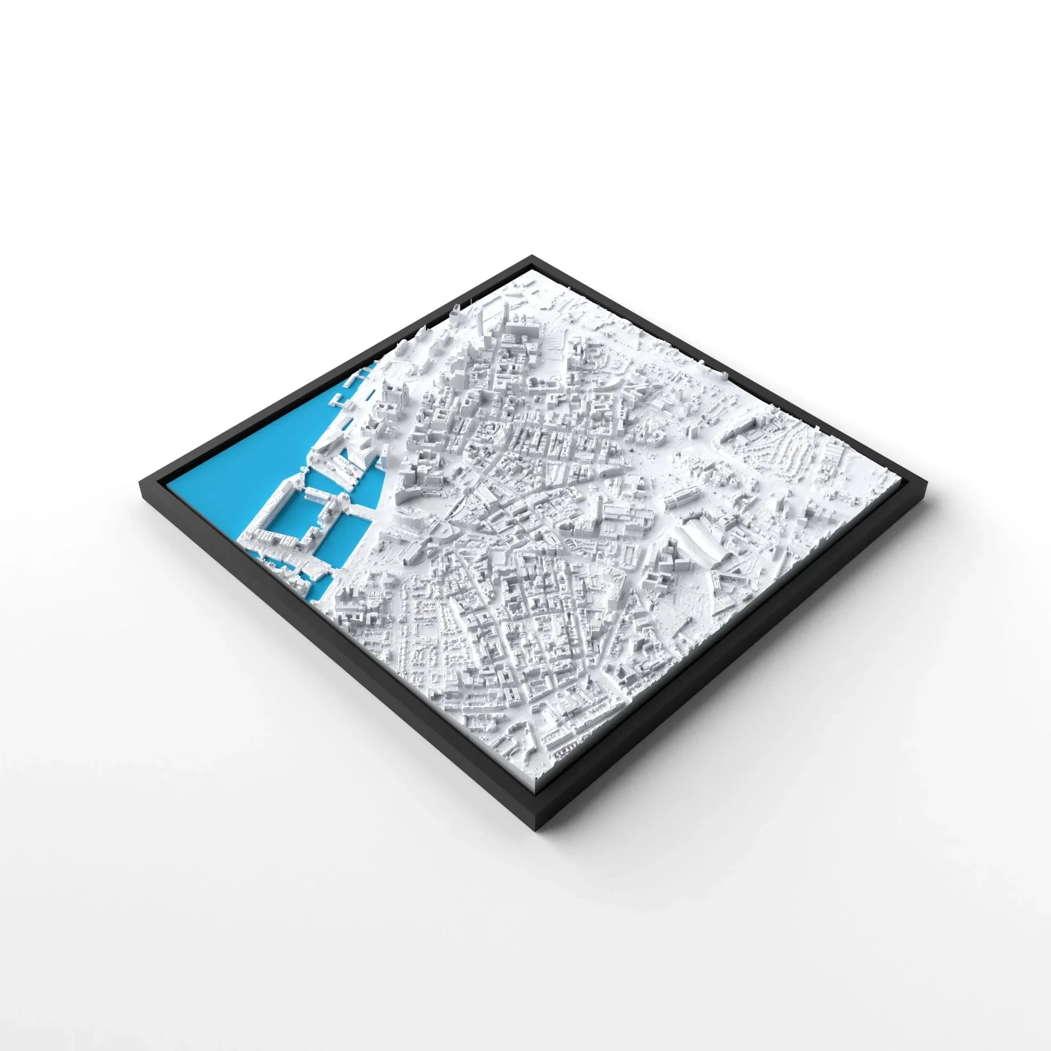 3D gedrucktes Stadtmodell Liverpool eingerahmt für deine Wand - CraftedCity