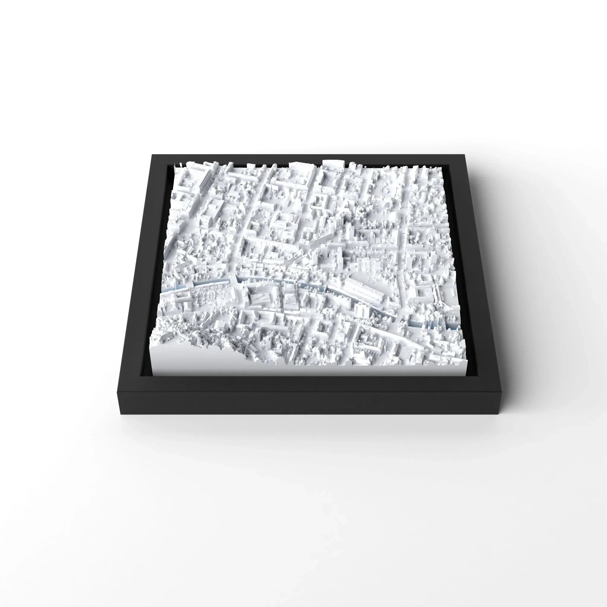 3D gedrucktes Stadtmodell Ljubljana eingerahmt für deine Wand - CraftedCity