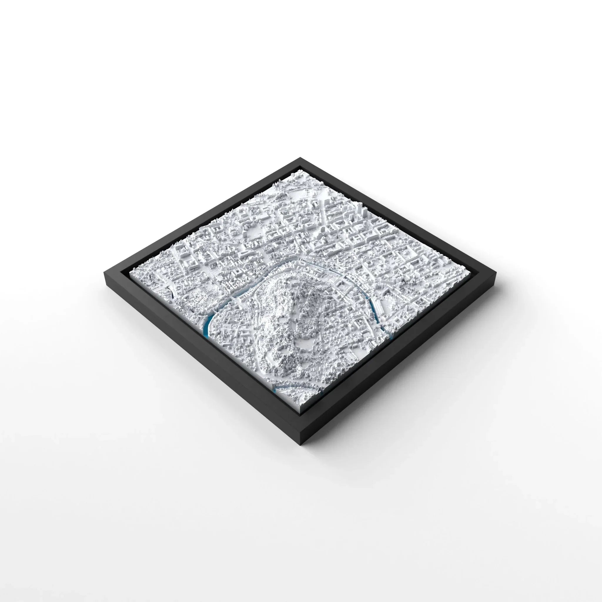 3D gedrucktes Stadtmodell Ljubljana eingerahmt für deine Wand - CraftedCity