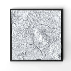 3D gedrucktes Stadtmodell Ljubljana eingerahmt für deine Wand - CraftedCity