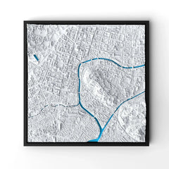 3D gedrucktes Stadtmodell Ljubljana eingerahmt für deine Wand - CraftedCity