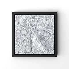 3D gedrucktes Stadtmodell Ljubljana eingerahmt für deine Wand - CraftedCity