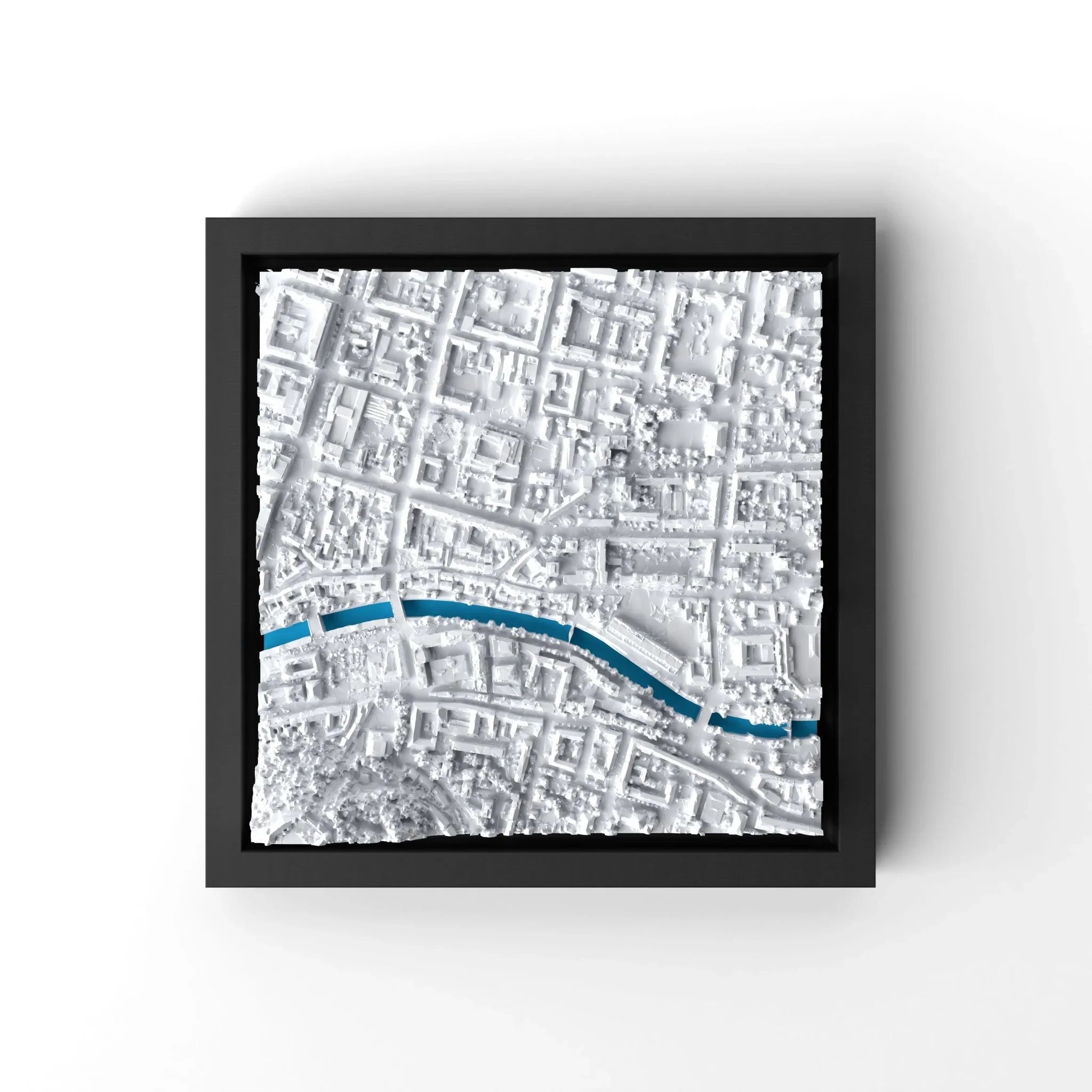 3D gedrucktes Stadtmodell Ljubljana eingerahmt für deine Wand - CraftedCity